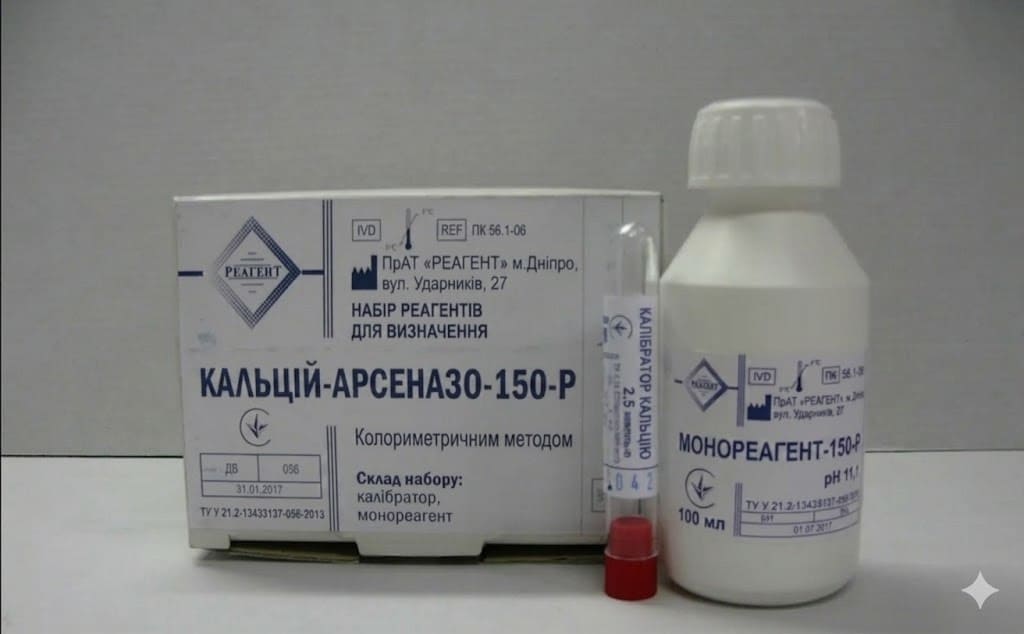 ПК 56.1-06 КАЛЬЦІЙ-АРСЕНАЗО-150-Р Набір реагентів для визначення вмісту кальцію колориметричним методом з арсеназо ІІІ, 75/150 проб